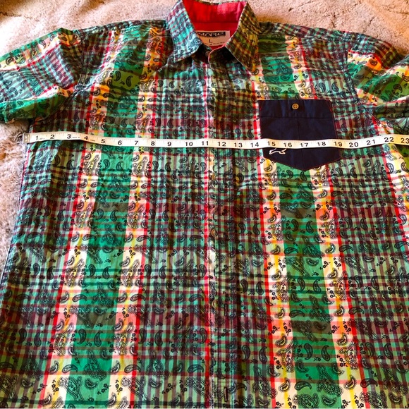 pigeon paisley button down Shirt size L - Picture 5 of 11